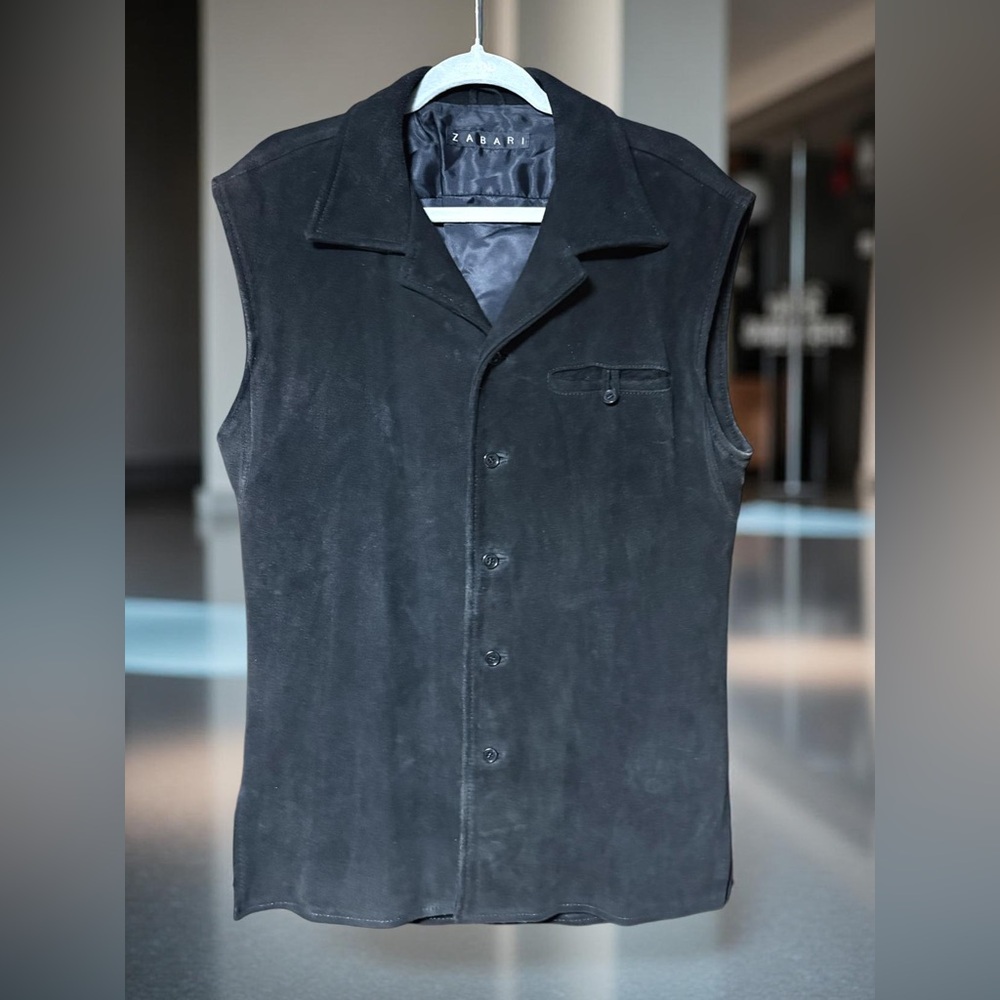 Zabari  Vintage Size Medium Luxury Black Suede Long Leather Vest